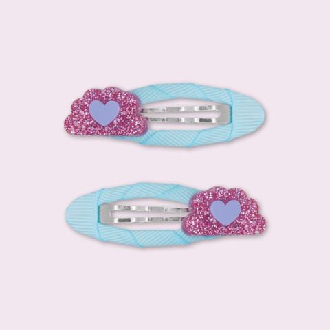 Κλιπ Μαλλιών 2 τμχ Συννεφάκια με Glitter