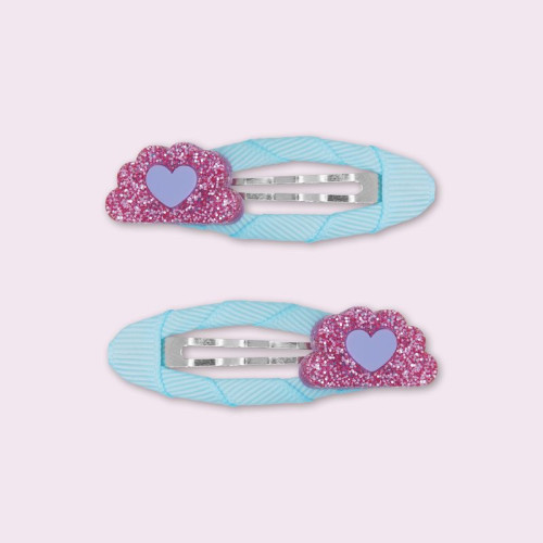 Κλιπ Μαλλιών 2 τμχ Συννεφάκια με Glitter