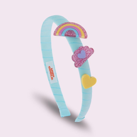 Στέκα Μαλλιών 2 τμχ Ουράνιο Τόξο, Σύννεφο με glitter και Καρδιά