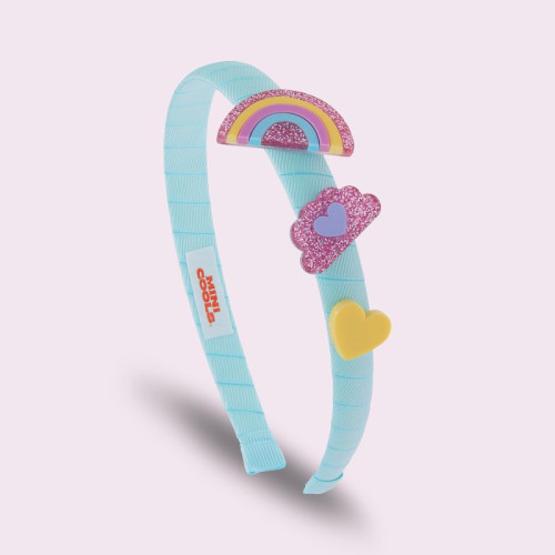 Στέκα Μαλλιών 2 τμχ Ουράνιο Τόξο, Σύννεφο με glitter και Καρδιά